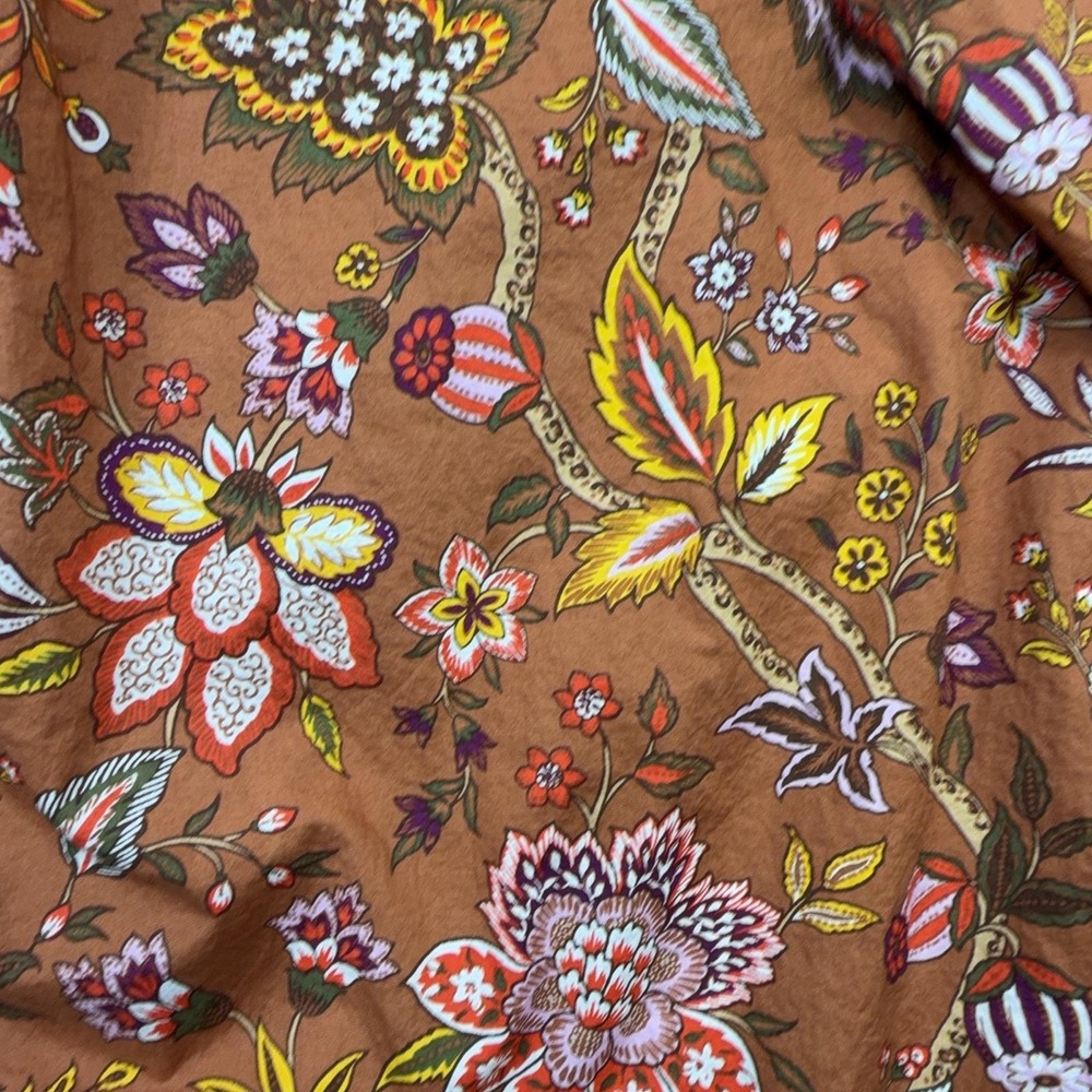 Talbots Shirt Women Petite Large Purple Brown Floral Long Sleeve Button Contrast - Picture 13 of 13